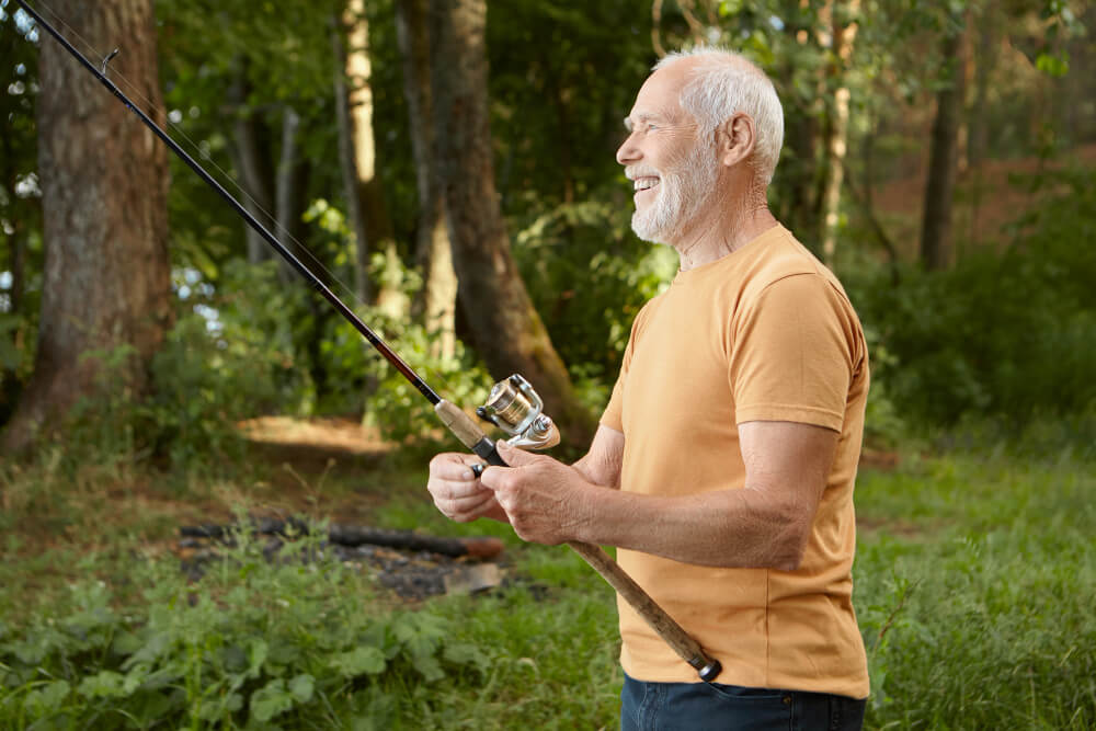 fishing in senior man